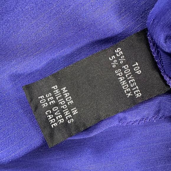 IZ Byer Y2k Statement Neck Beaded Top Women's Large Purple Gathered Waist - Picture 7 of 8